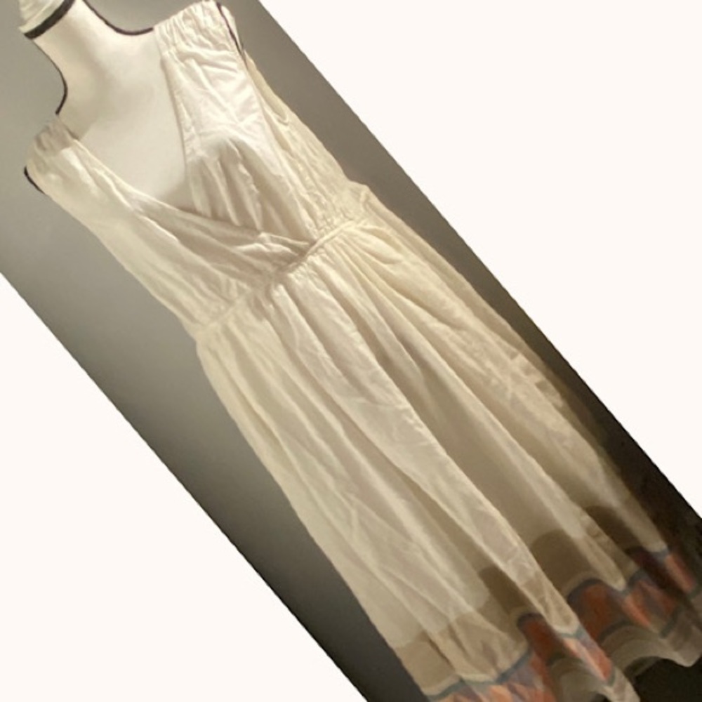 FREE PEOPLE Maxi Dress Ivory Tassel Tie Back Small